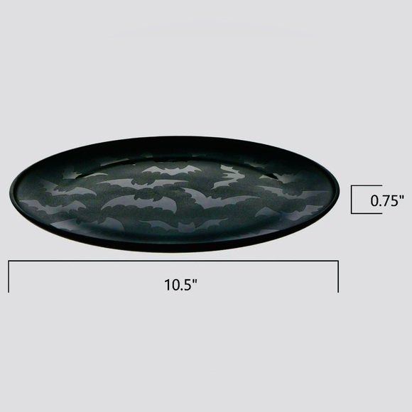 New Haunted Elegance Etched Black Bat Dinnerware 3-Piece Set - Picture 14 of 16